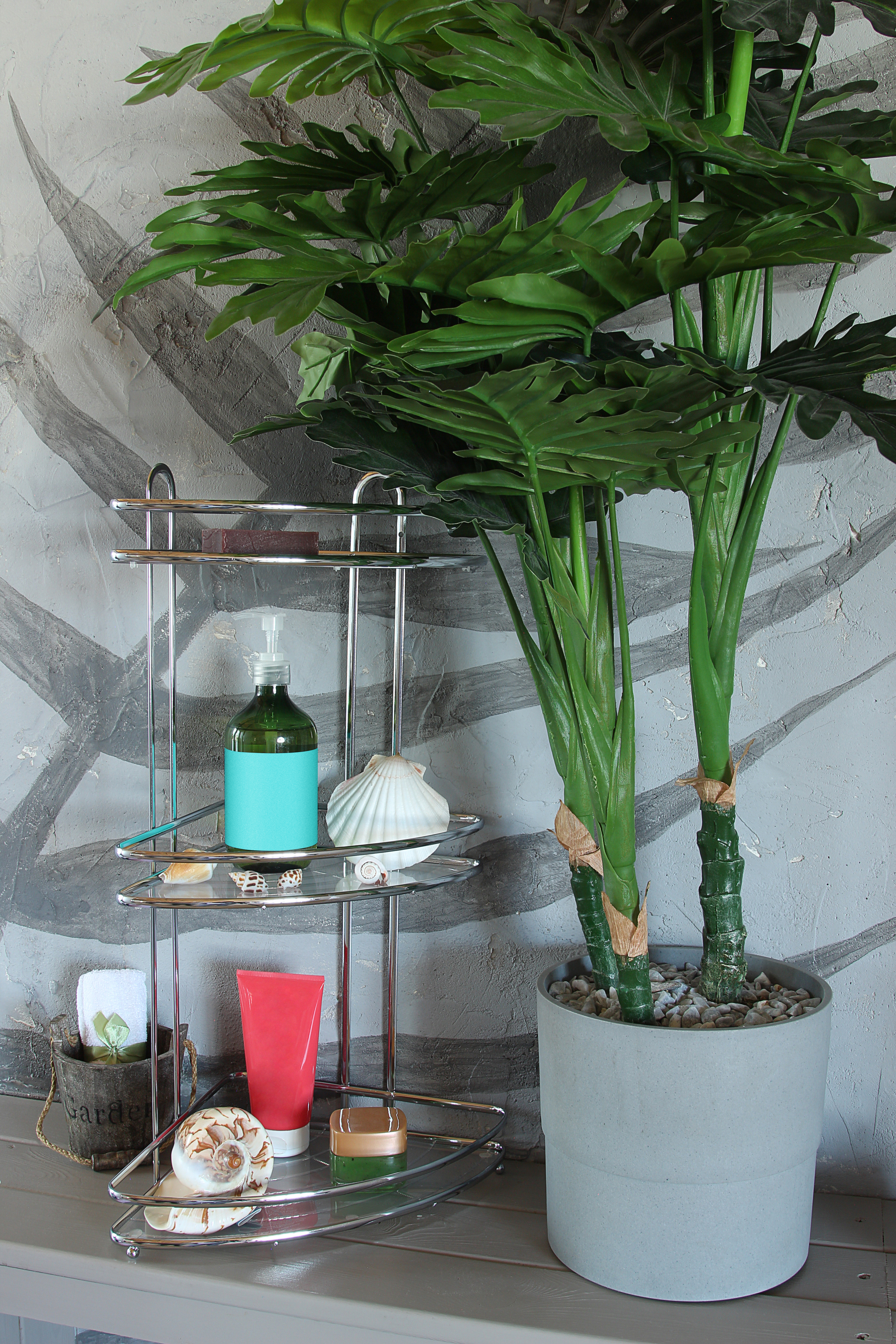 Полка настенная Delphinium 3-ярусная угловая "HO-2215", хром