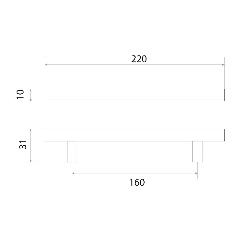 Ручка-рейлинг мебельная Trodos "8925" D10х160-220мм сталь, хром