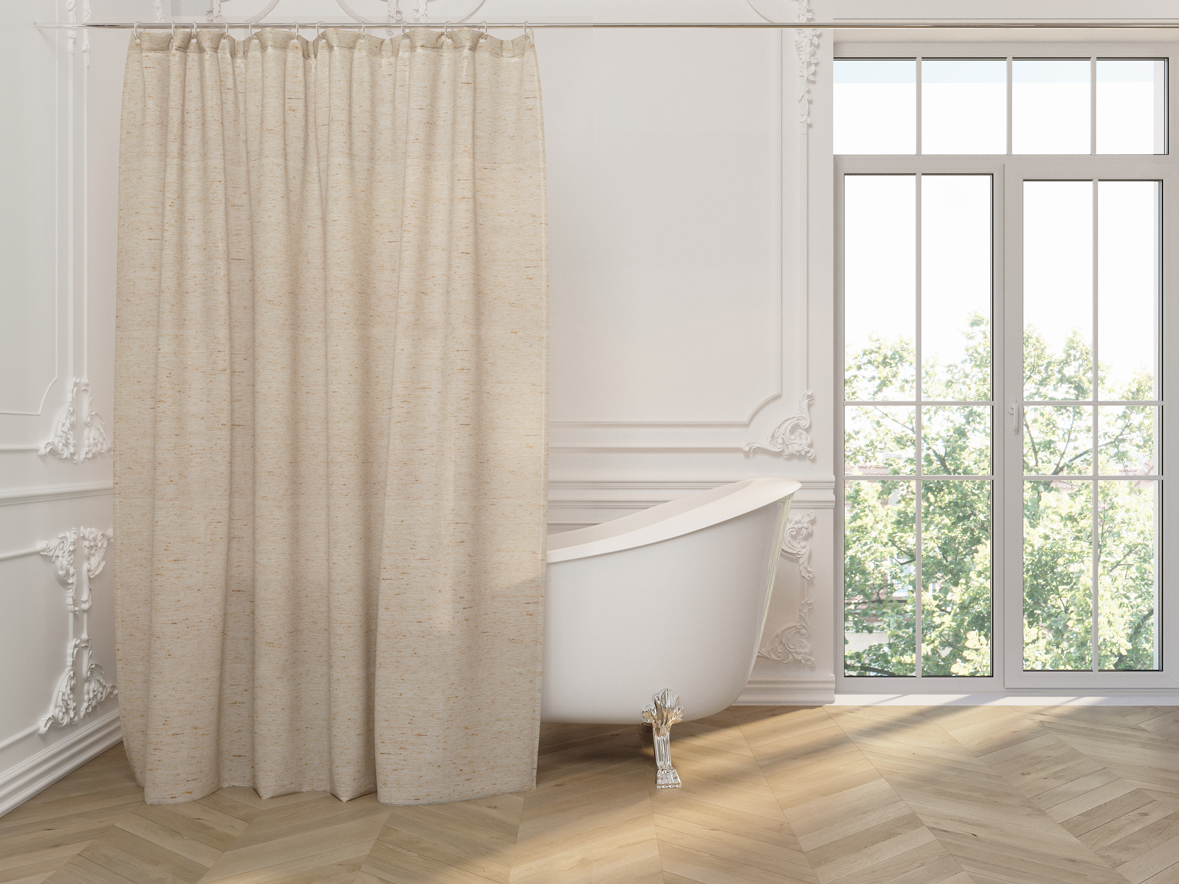 Штора для ванной Zenfort "Лён", полиэстер, 180х200см, бежевая