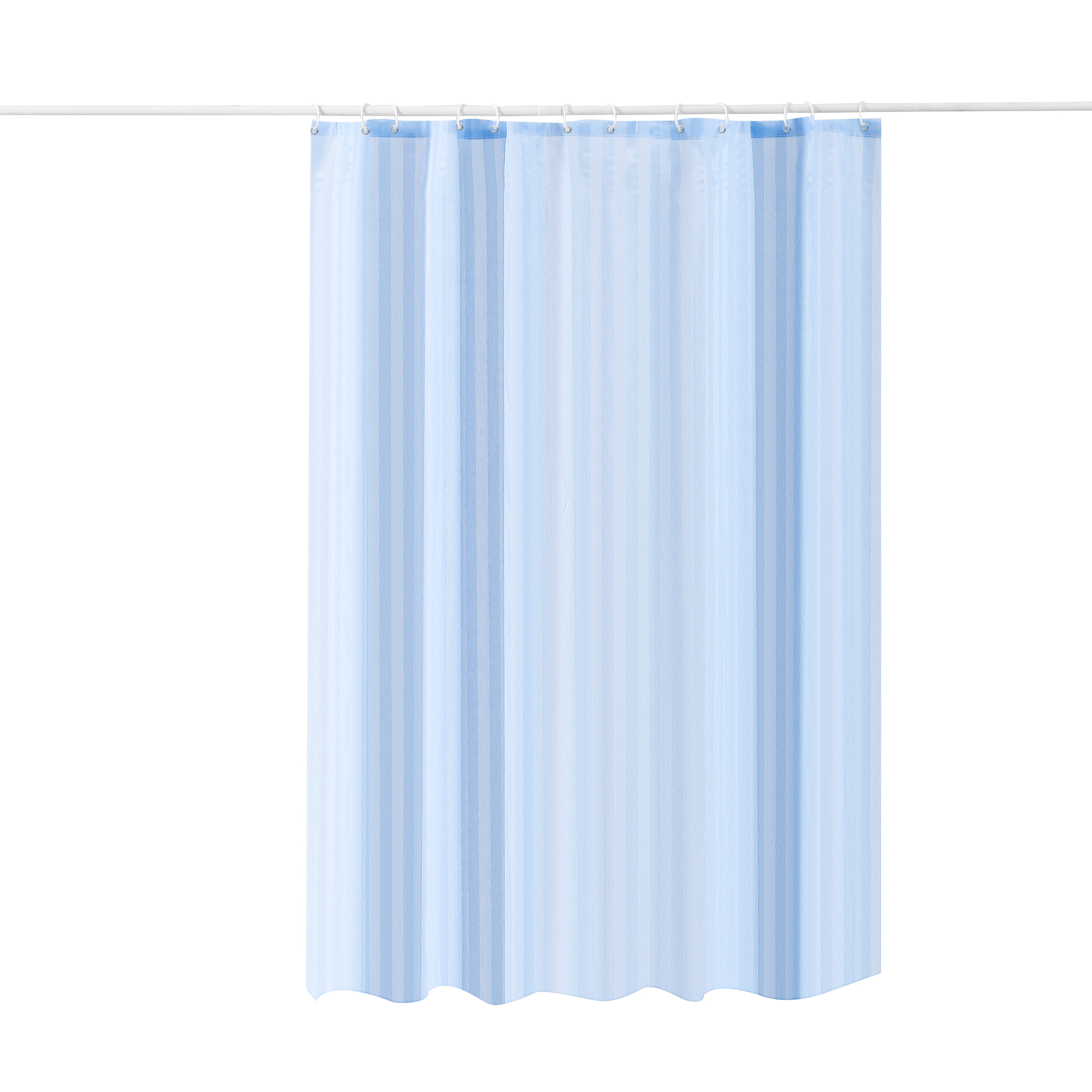 Штора для ванной Zenfort "Жаккард" полиэстер 180х200см, 12 колец, с утяжелителем, голубой