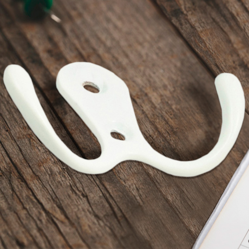 Крючок мебельный Trodos "ZY-110А" 2-рожковый, сплав ЦАМ, белый