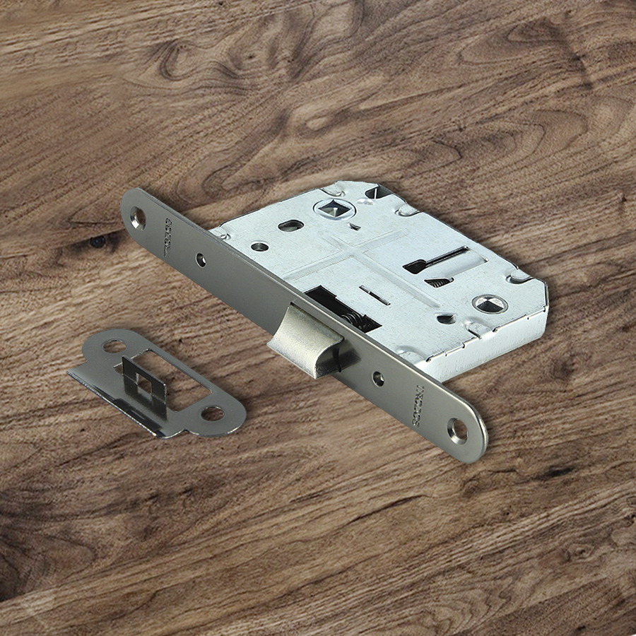 Защелка врезная Trodos PE70 с фиксацией под поворотную ручку с овал. планкой, металл, черный никель