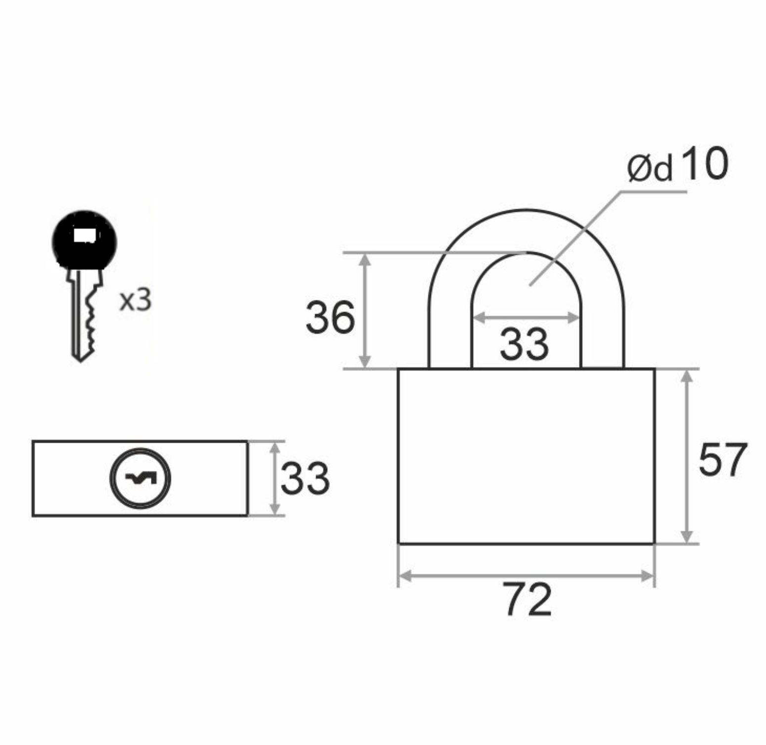 Замок навесной Trodos BC-IG1-70 чугун, всепогодный, блистер