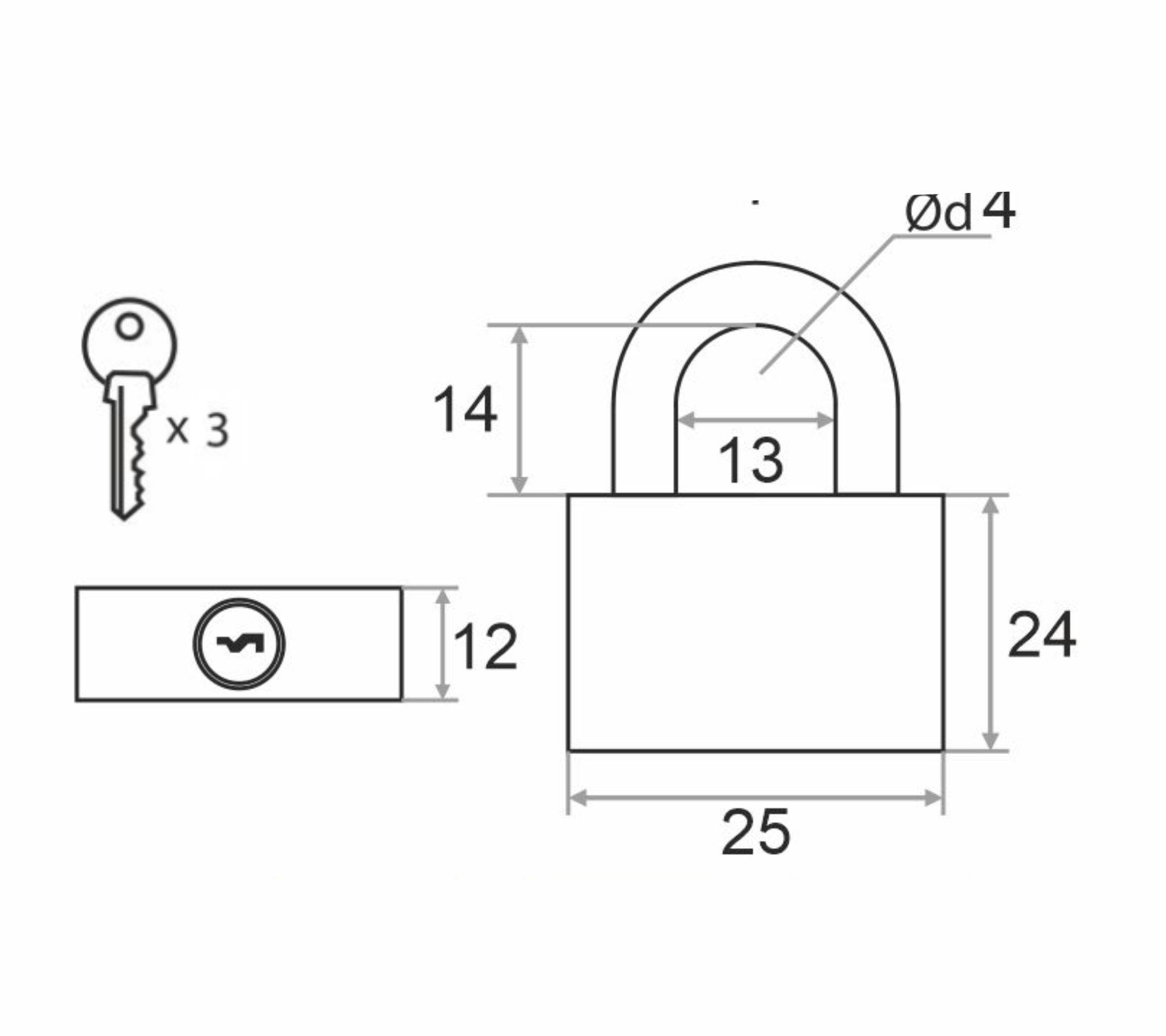 Замок навесной Trodos BC-HG36-25 чугун, блистер 