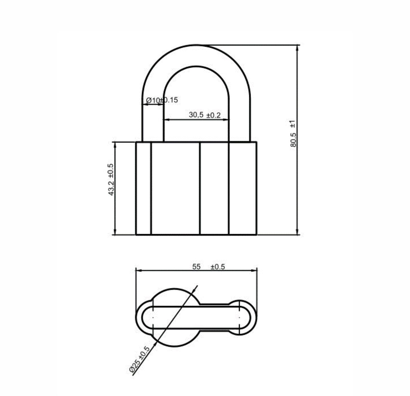 Замок навесной Trodos BC-HAL2-60 алюминий, блистер