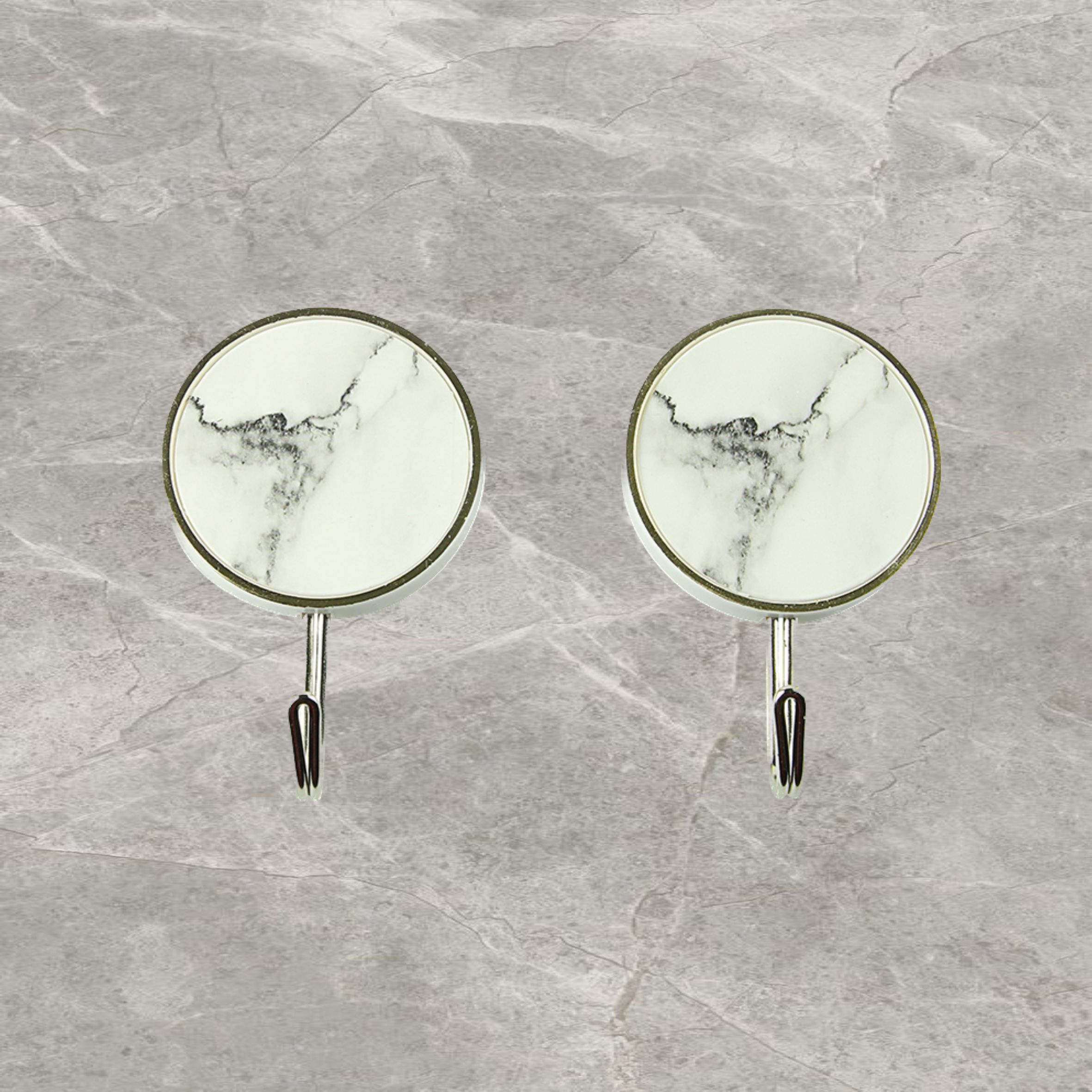 Крючок самоклеящийся Delphinium "Мрамор" круглый, 2 шт, блистер