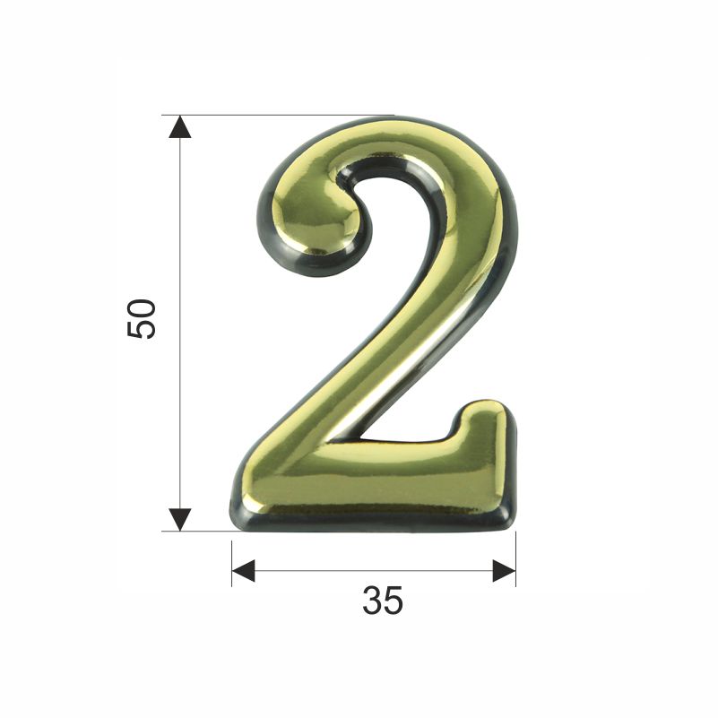 Цифра дверная Trodos "2" золото