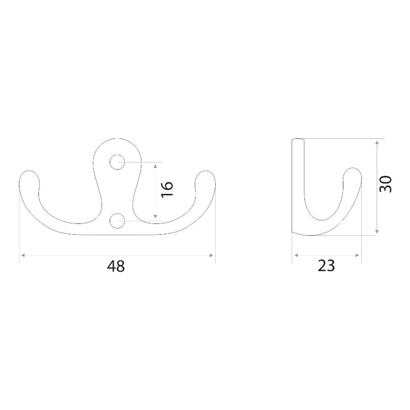 Крючок мебельный Trodos "ZY-110М" 2-рожковый, сплав ЦАМ, белый
