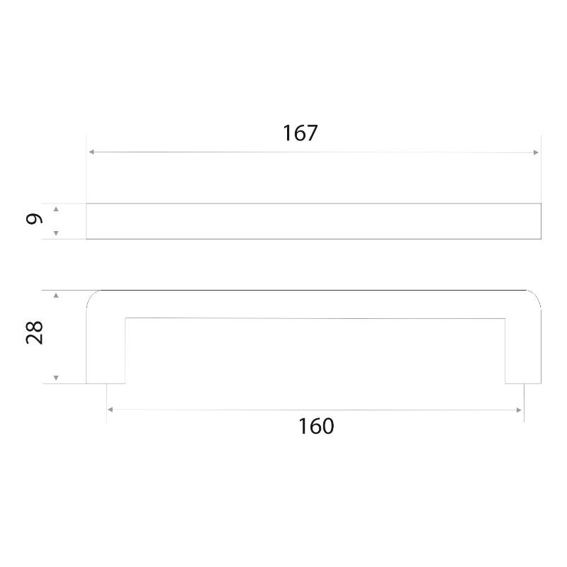 Ручка-скоба мебельная Trodos "DMZ-21203" 160мм сплав ЦАМ 90гр, черный