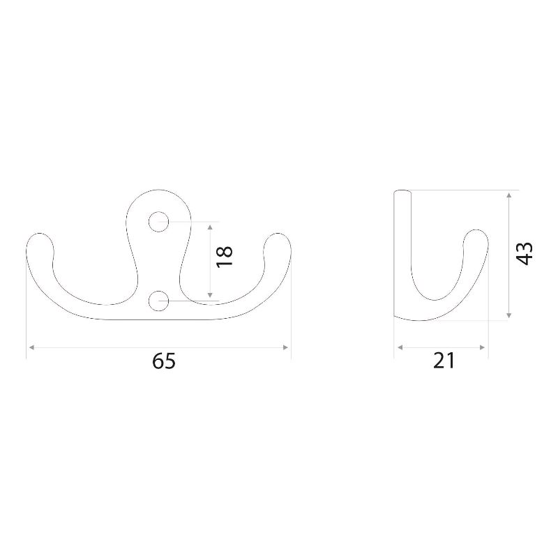 Крючок мебельный Trodos "ZY-110А" 2-рожковый, сплав ЦАМ, дерево