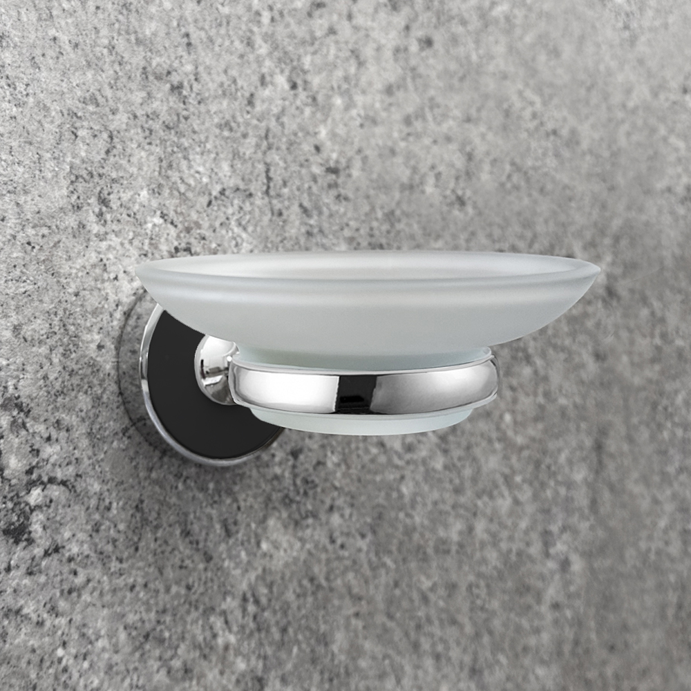 Мыльница стеклянная с держателем Zenfort коллекция "Либретто", черный