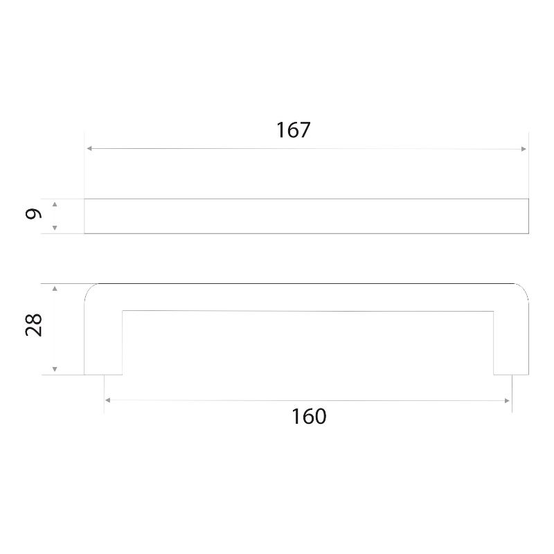 Ручка-скоба мебельная Trodos "DMZ-21203" 160мм сплав ЦАМ 90гр, хром