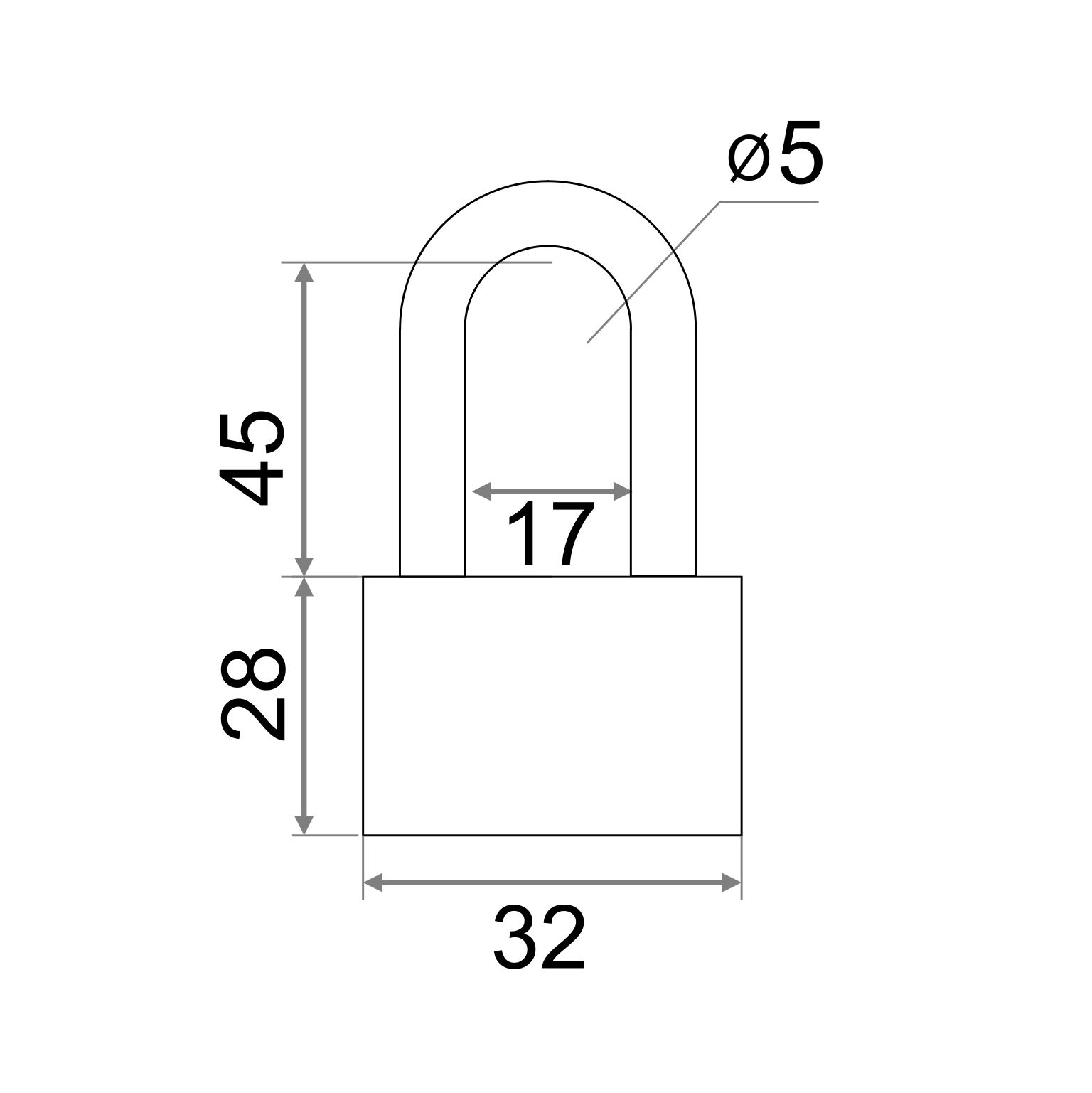 Замок навесной Vrata BC-НG36-32L чугун, серый