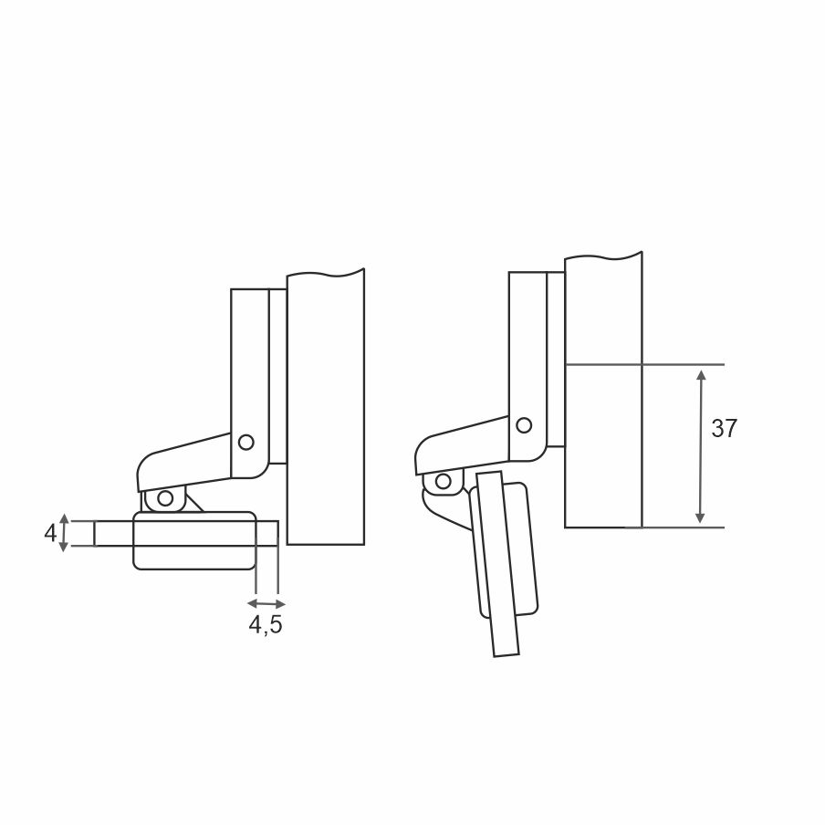 Петля мебельная Trodos накладная для стеклянных дверей SLIDE-ON с крышкой 37гр