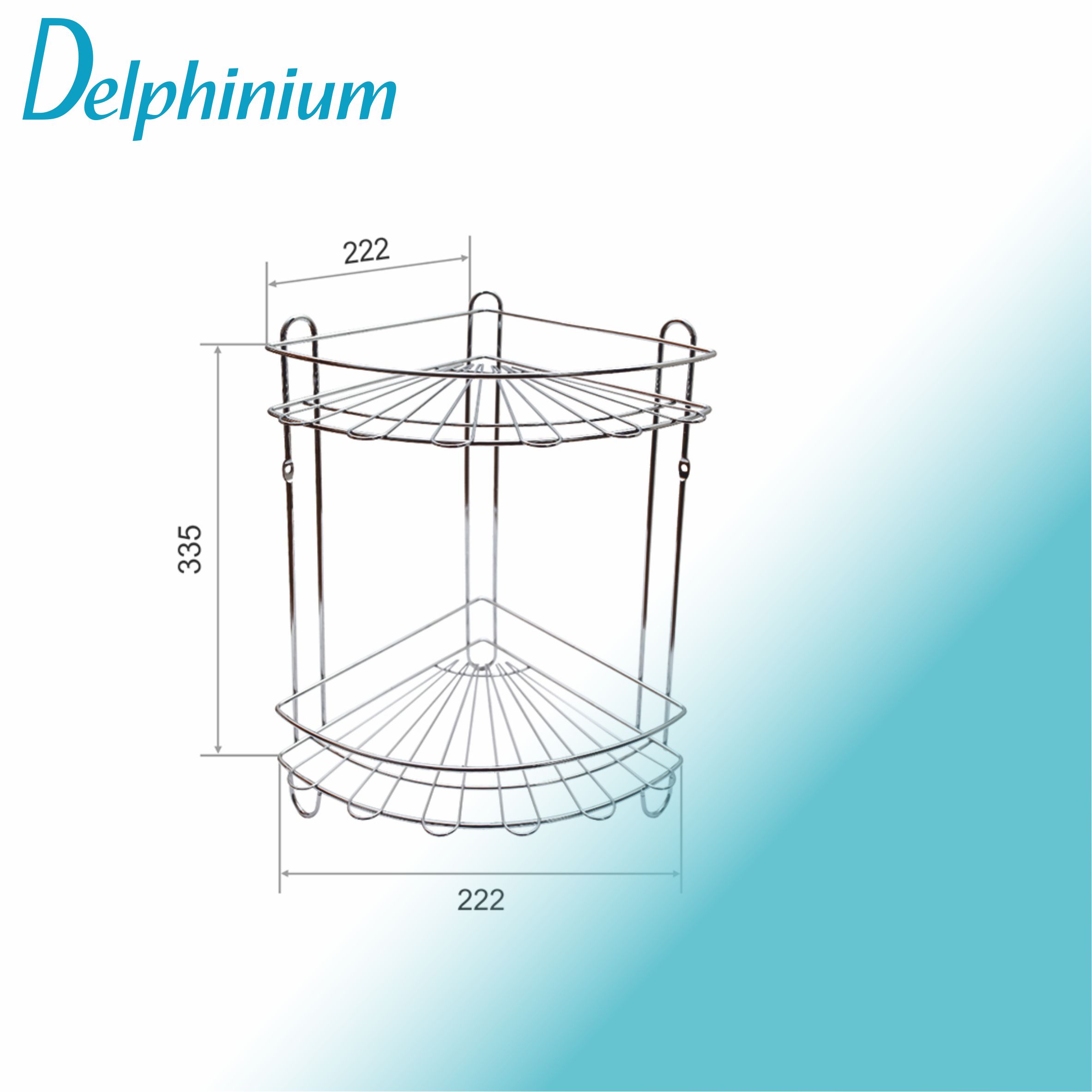 Полка настенная Delphinium 2-ярусная угловая "АЕ-435A", хром