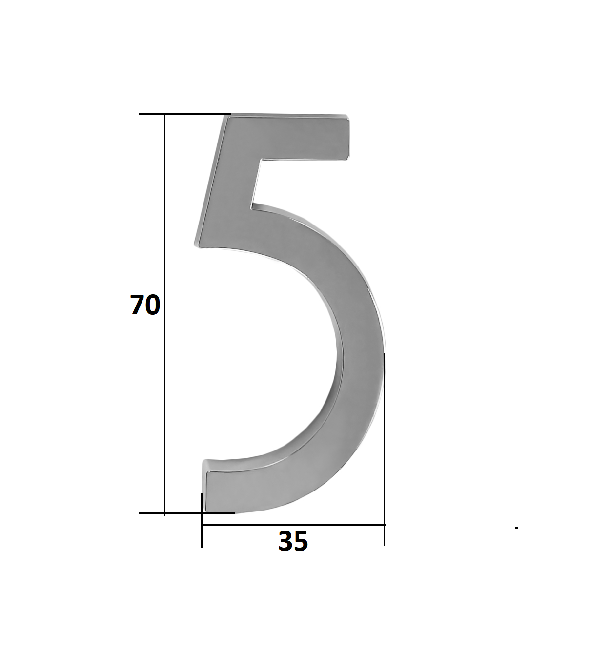 Цифра дверная Trodos "5" модерн, хром