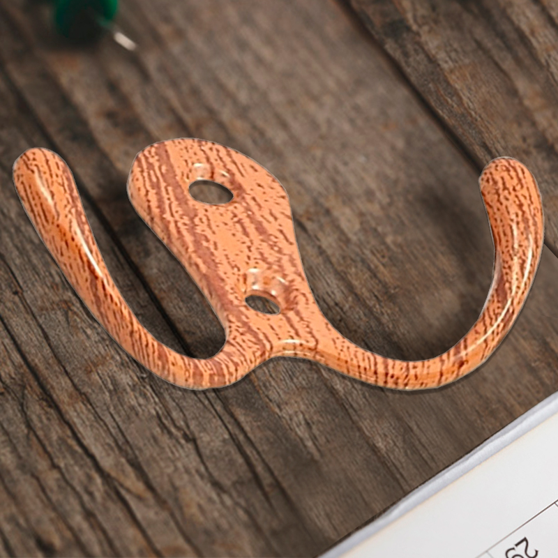 Крючок мебельный Trodos "ZY-110А" 2-рожковый, сплав ЦАМ, дерево