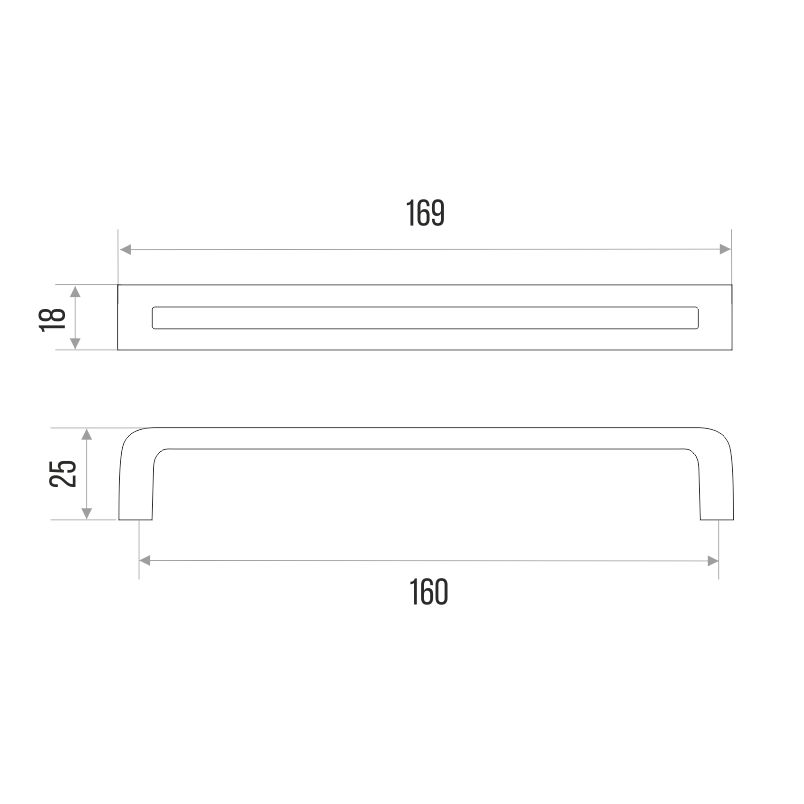 Ручка-скоба мебельная Trodos "2567" 160мм сплав ЦАМ 113гр, хром матовый