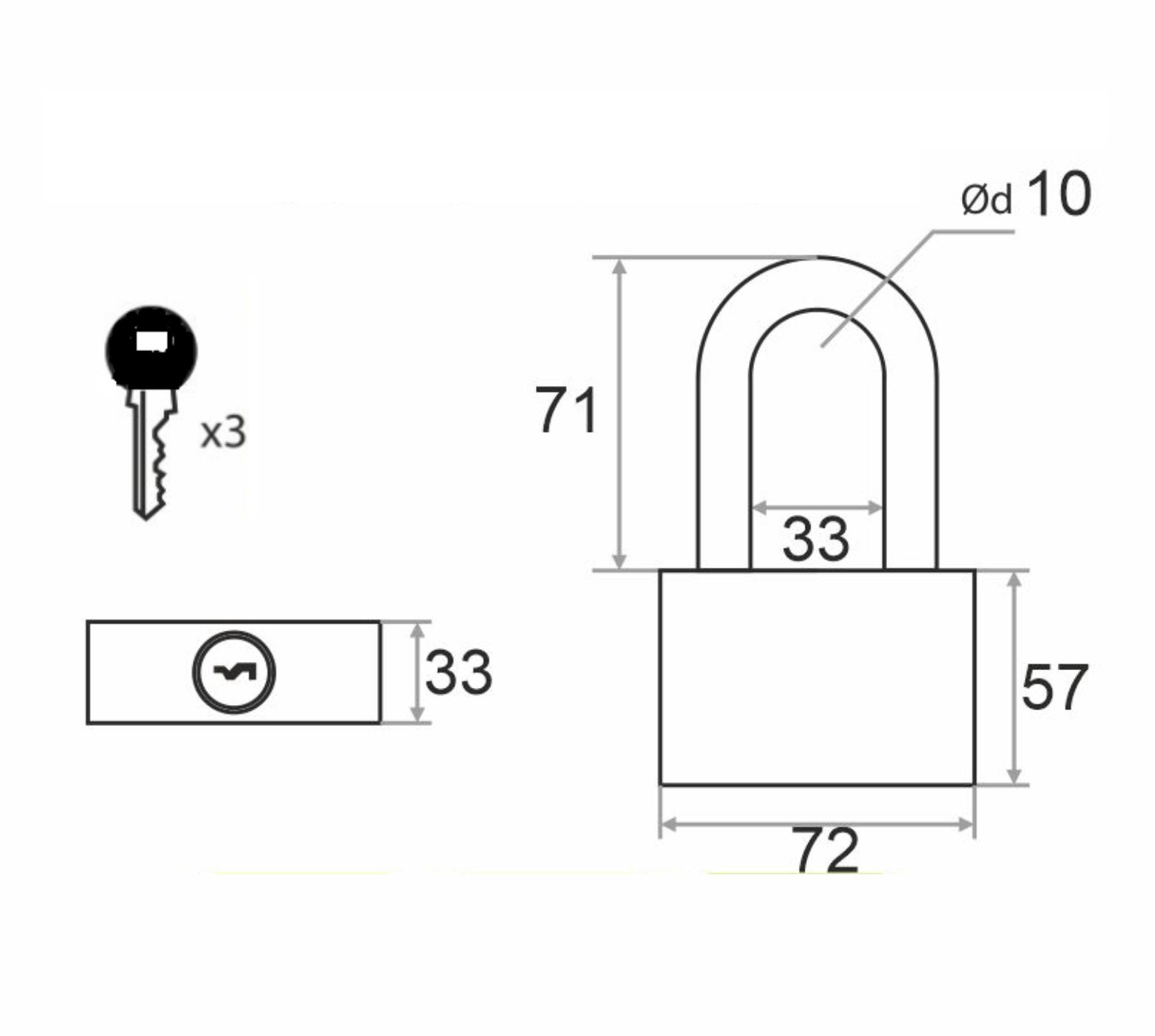 Замок навесной Trodos BC-IG1-70L чугун, всепогодный, блистер