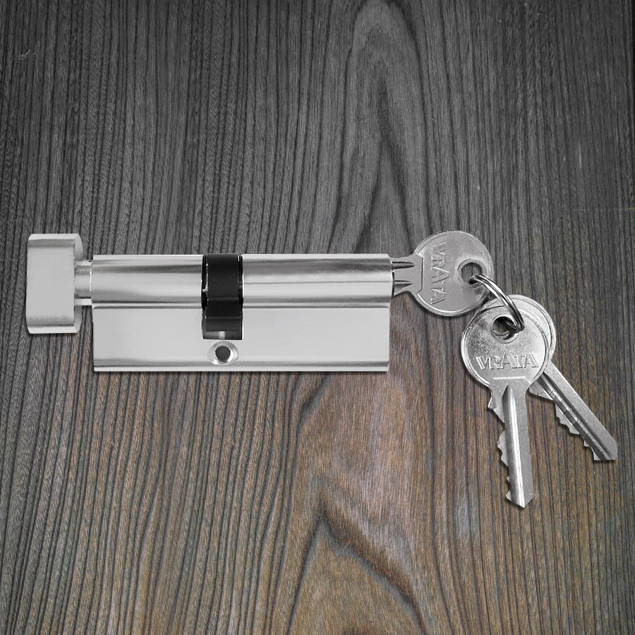 Механизм цилиндровый Vrata ЦМВ 80(35в/45) алюминий 3 ключа, хром