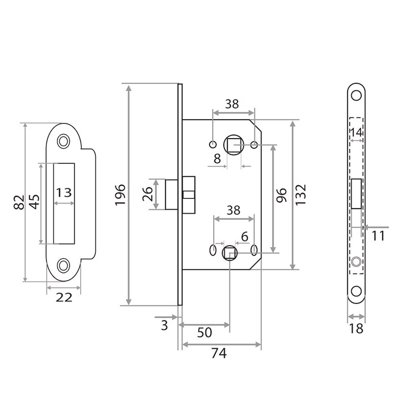 Защелка врезная Trodos SD600-96WC/P AB пластик, бронза