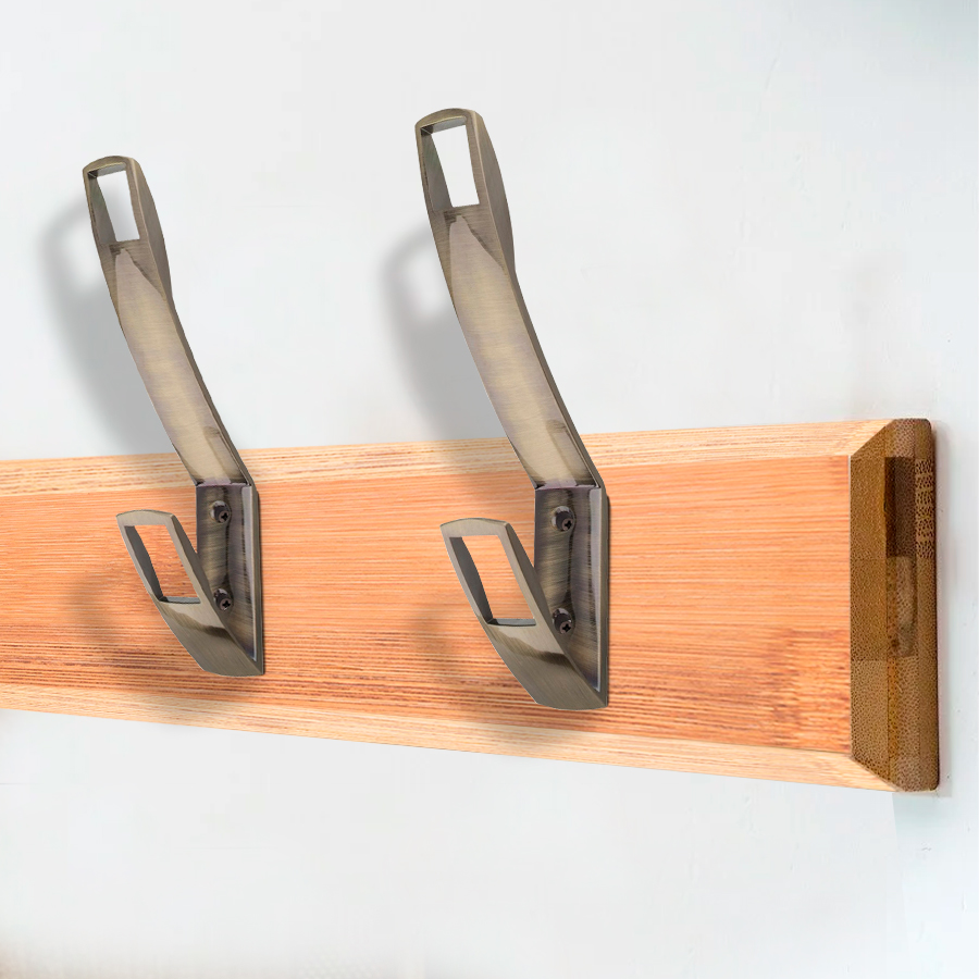 Крючок мебельный Trodos "ZY-206" 2-рожковый, сплав ЦАМ, бронза