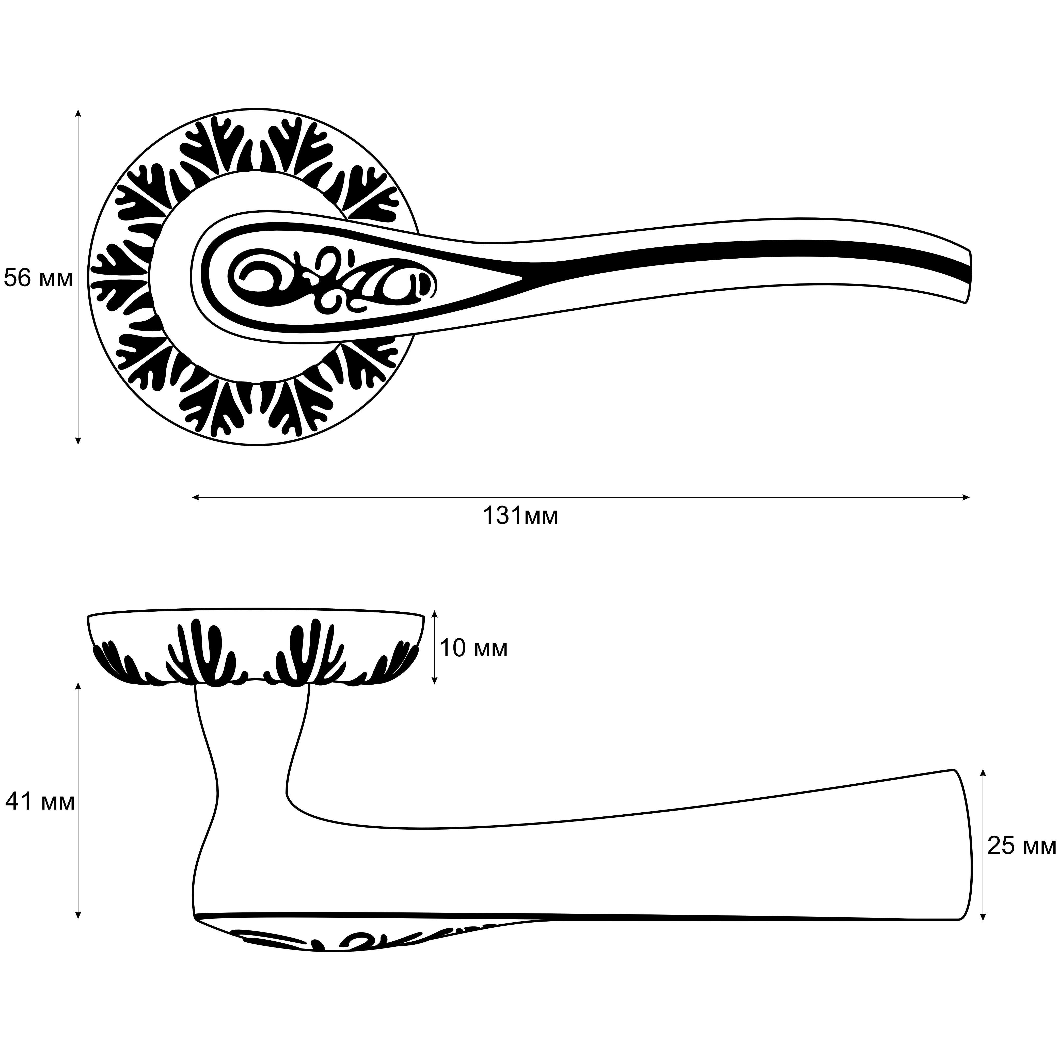 Ручка раздельная Trodos "75" серия 10, белый/золото