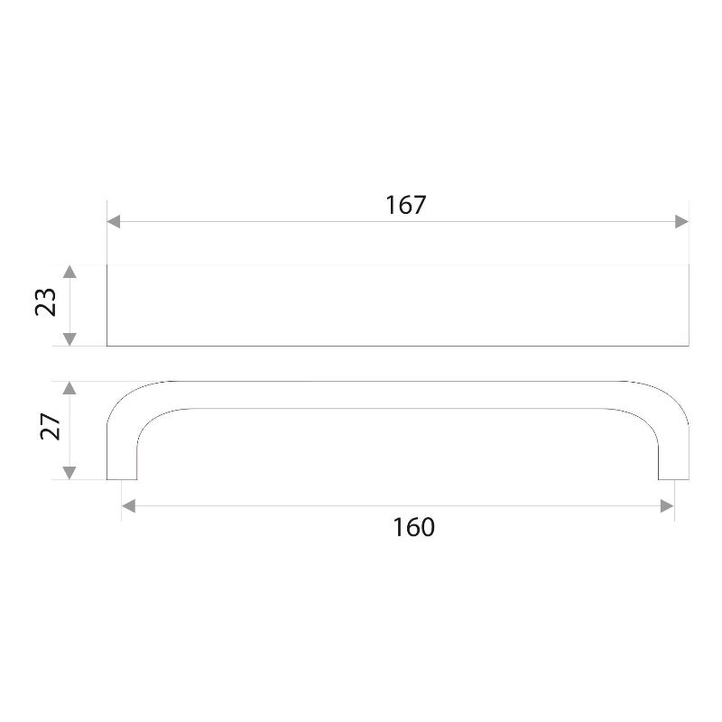 Ручка-скоба мебельная Trodos "ZY-100" 160мм алюминий 63гр, хром матовый