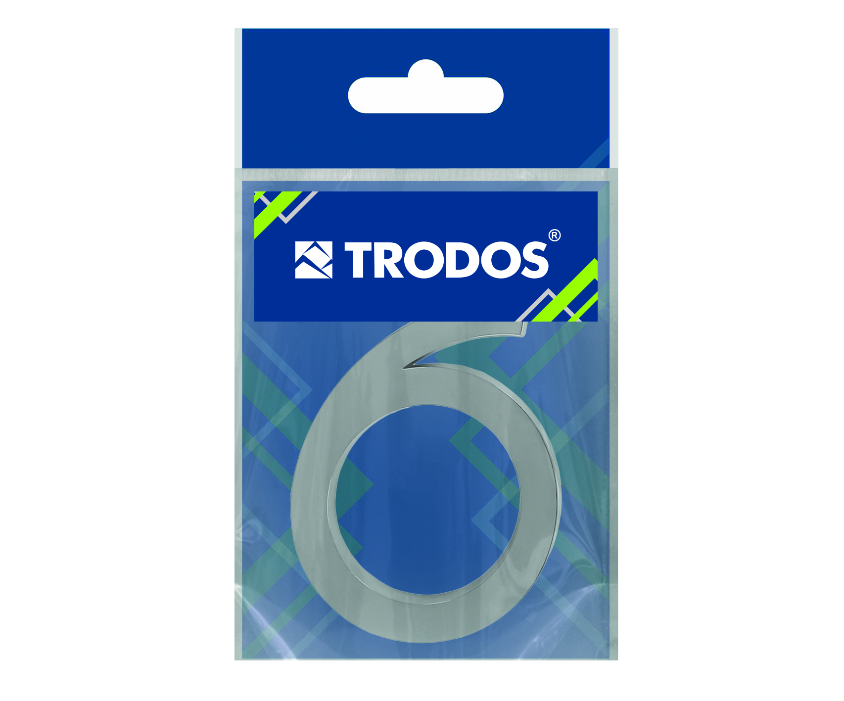 Цифра дверная Trodos "6" модерн, хром