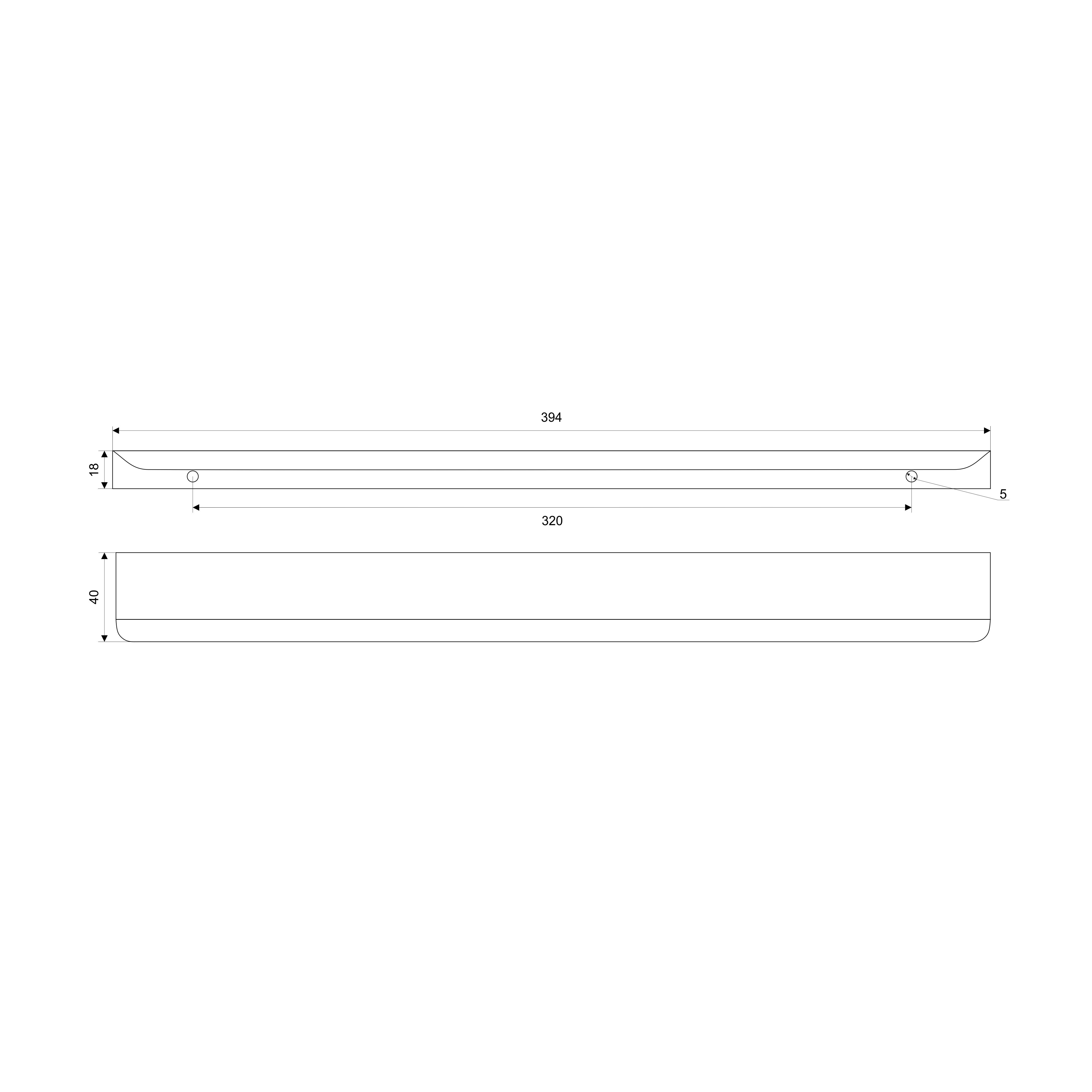 Ручка торцевая мебельная Trodos "10289" 320мм алюминий, хром матовый