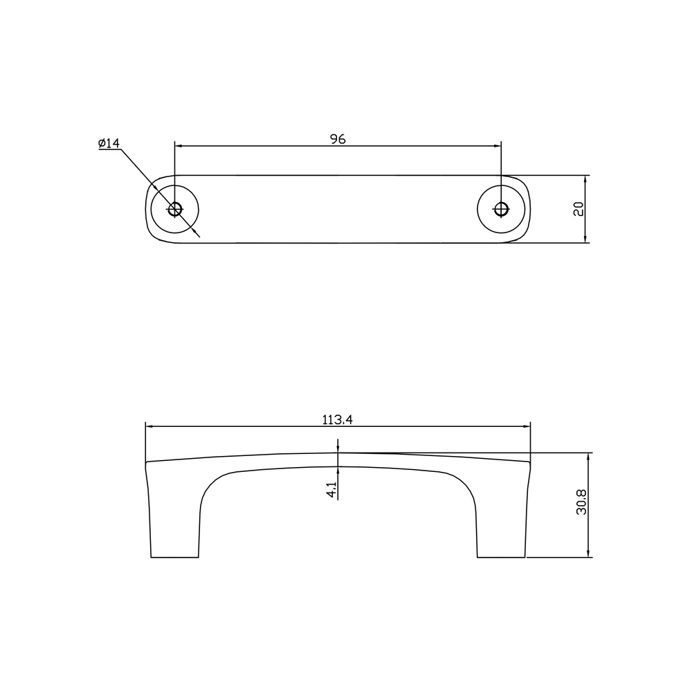 Ручка-скоба мебельная Trodos "2063" 96мм сплав ЦАМ 125гр, белый матовый, хедер