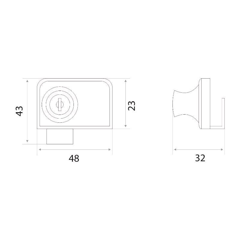 Замок мебельный Trodos "805" для стекла квадратный 2-ой, хром