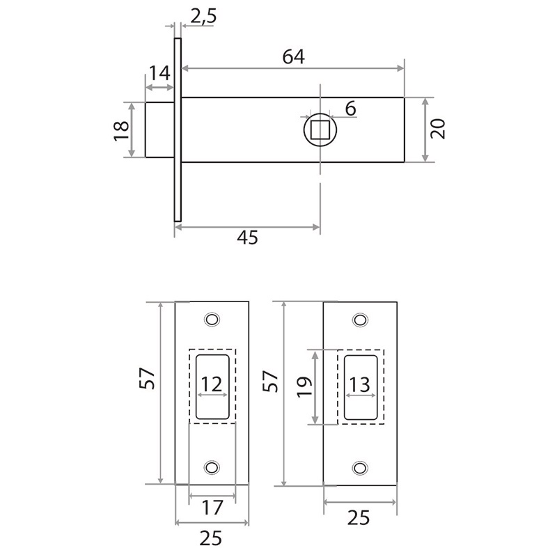 Задвижка врезная Trodos 126-45 GP золото