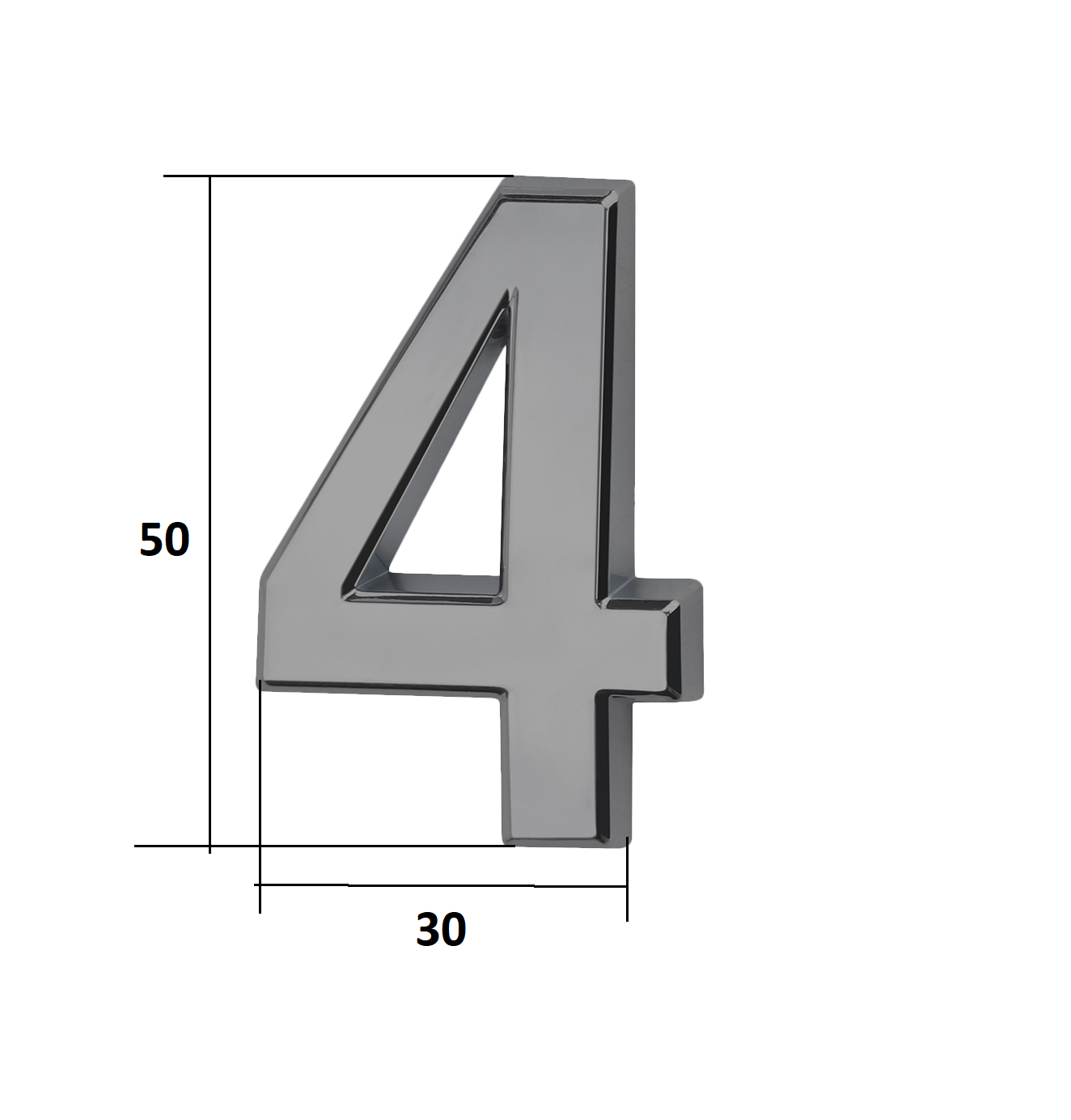 Цифра дверная Trodos "4" классика, хром