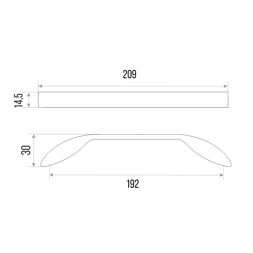 Ручка-скоба мебельная Trodos "9455" 192мм сплав ЦАМ 137гр, графит