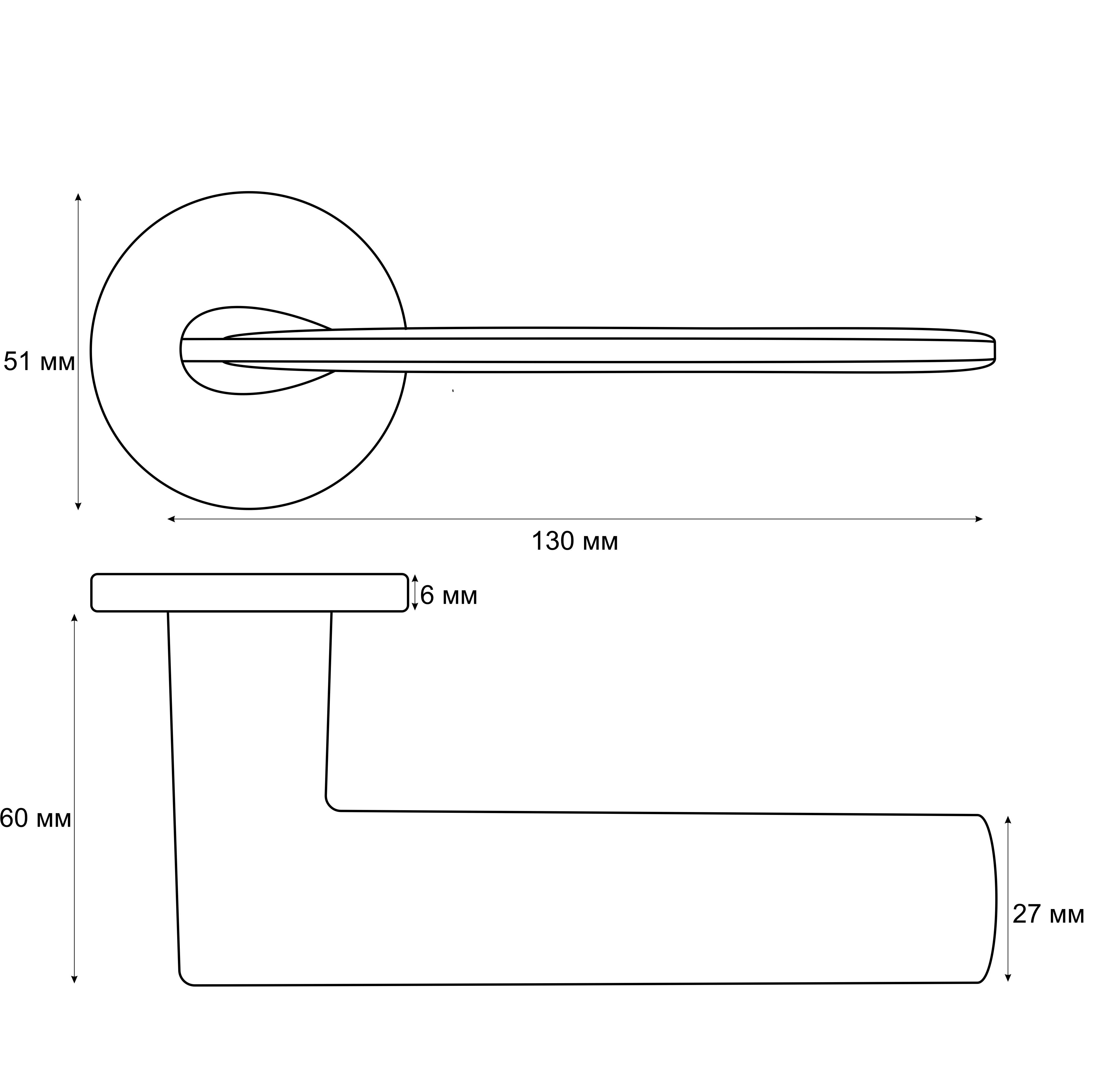 Ручка раздельная Vrata "2118 AL" серия 06 slim, черный