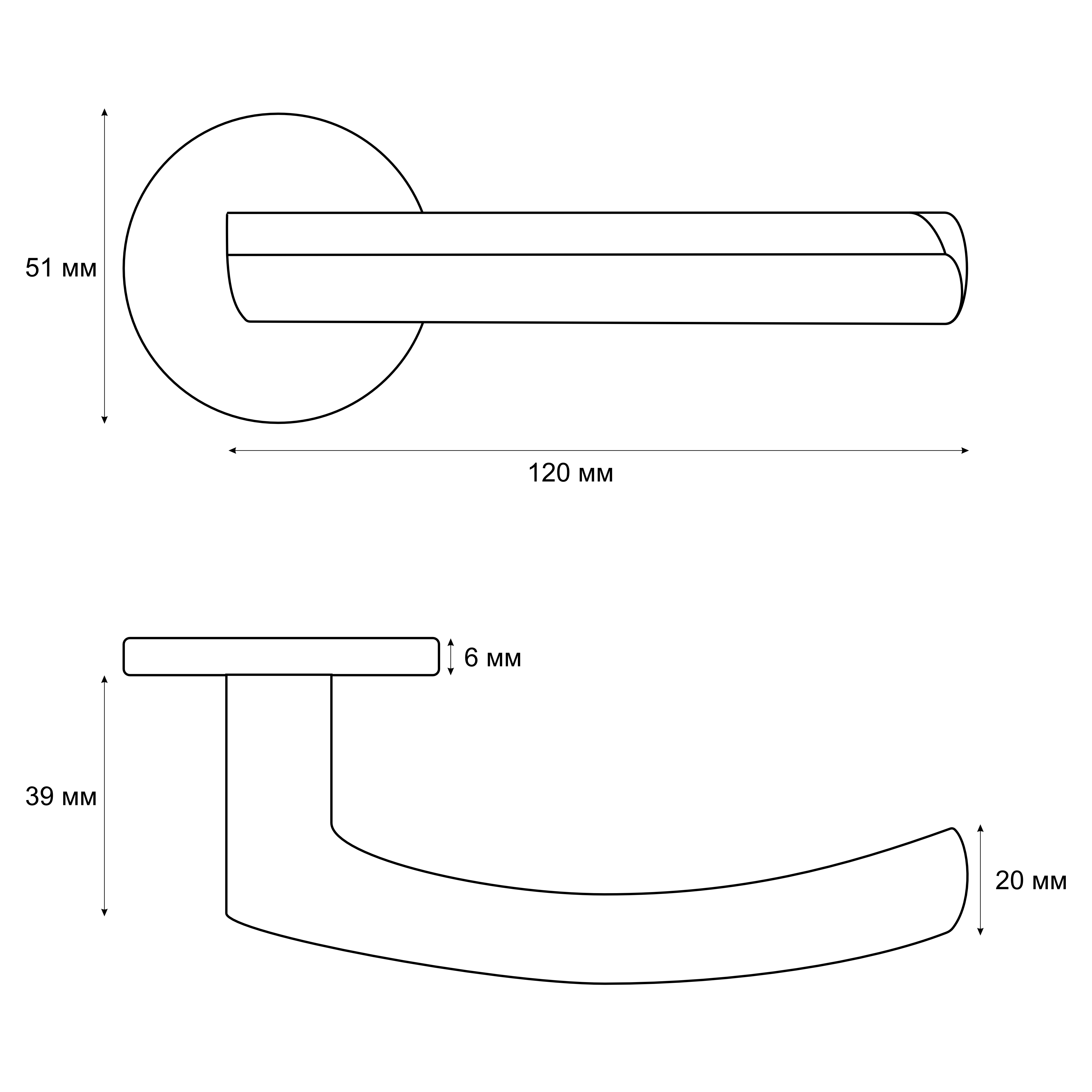 Ручка раздельная Trodos "55" серия 06 slim, черный