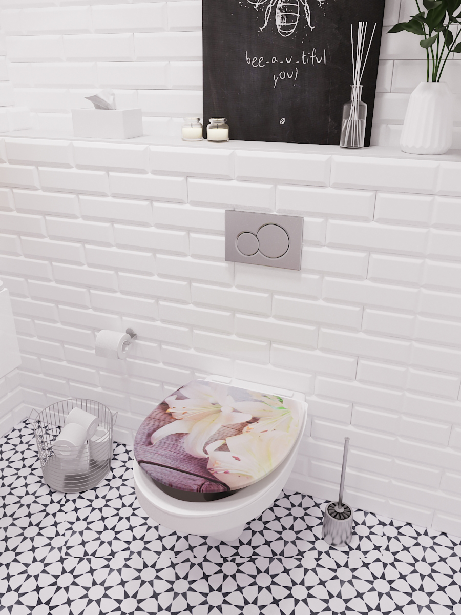 Сиденье для унитаза Delphinium "Лилии", белый