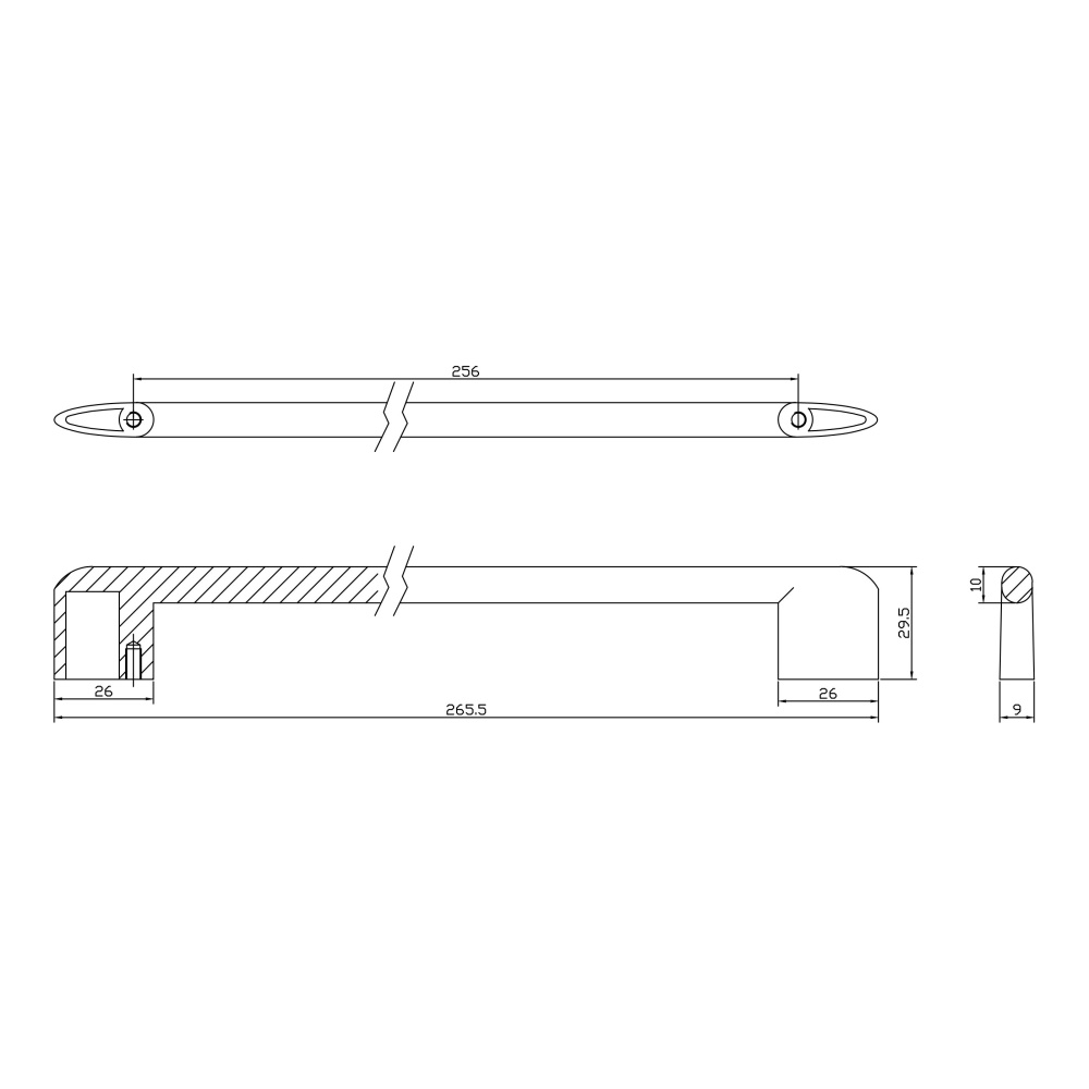 Ручка-скоба мебельная Trodos "8653" 256мм сплав ЦАМ 160гр, хром