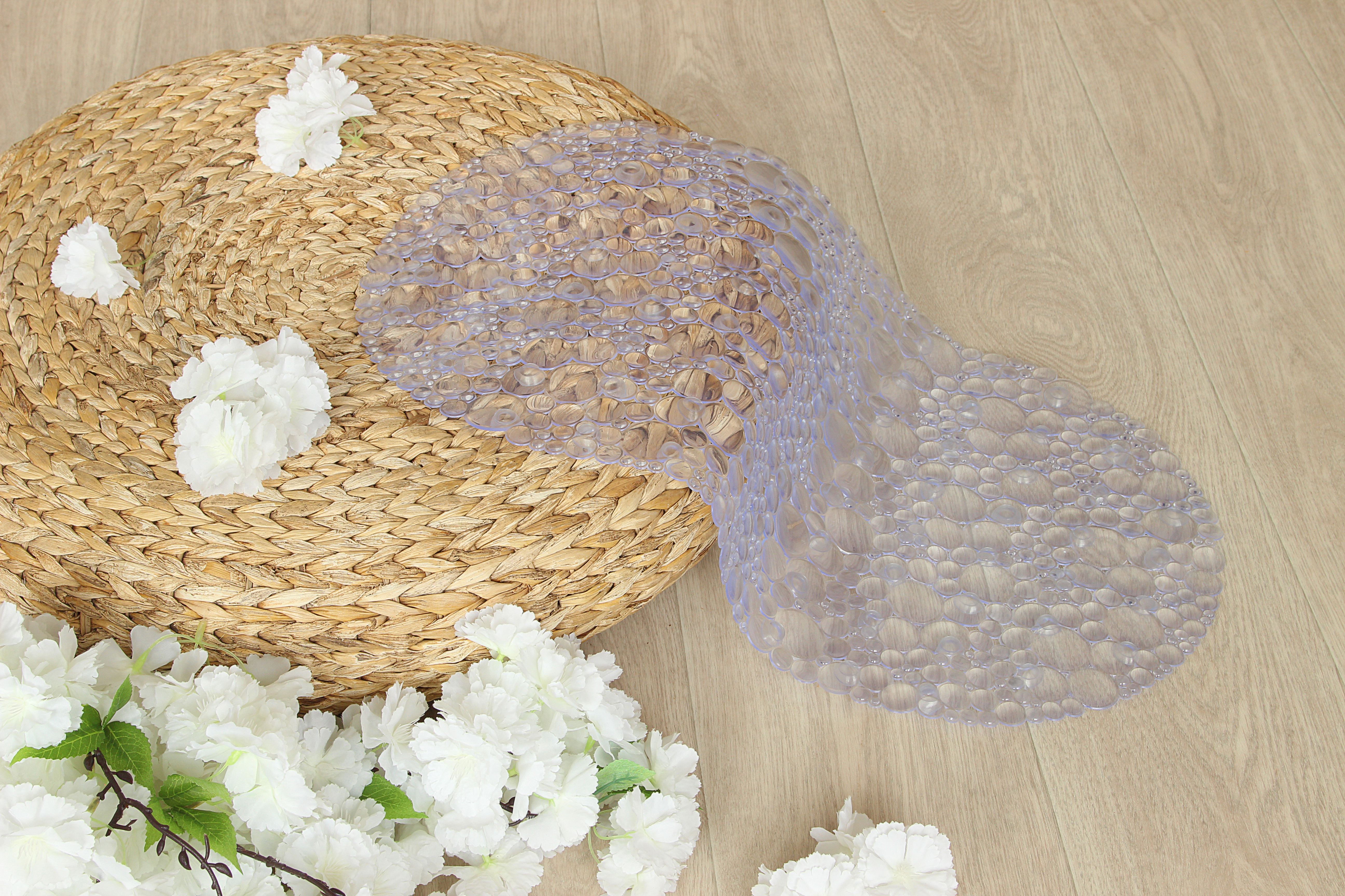 Ковер антискользящий Delphinium коллекция "Линза" 65х34см, белый