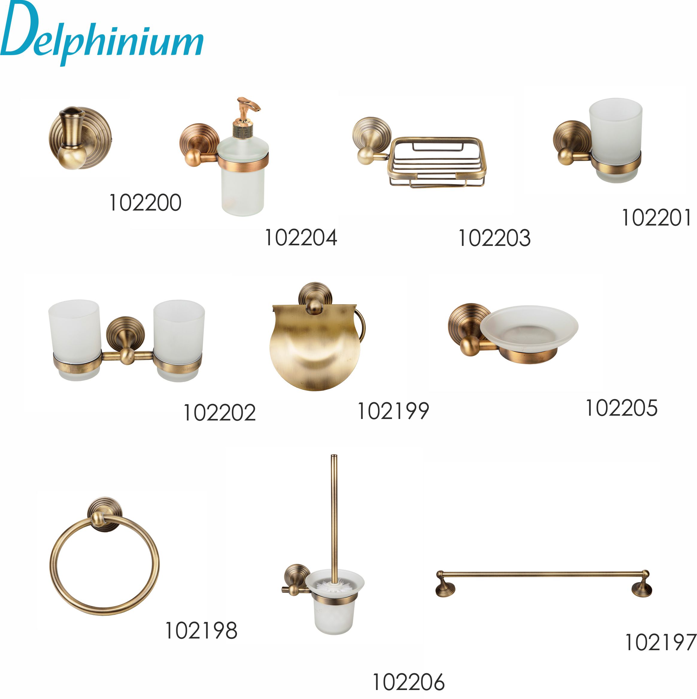 Держатель для полотенца 1-ый Delphinium коллекция "Бронза" 63,6см, бронза