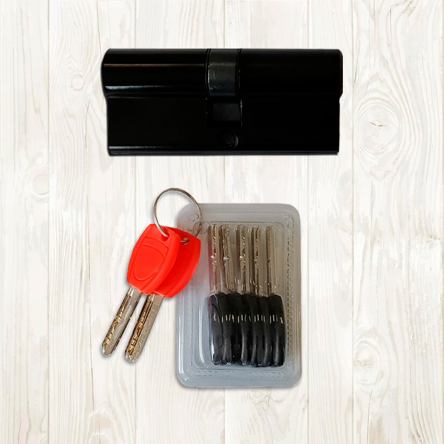 Механизм цилиндровый для китайских дверей Vrata ЦМП 70(35/35) латунь 5 ключей, черный 