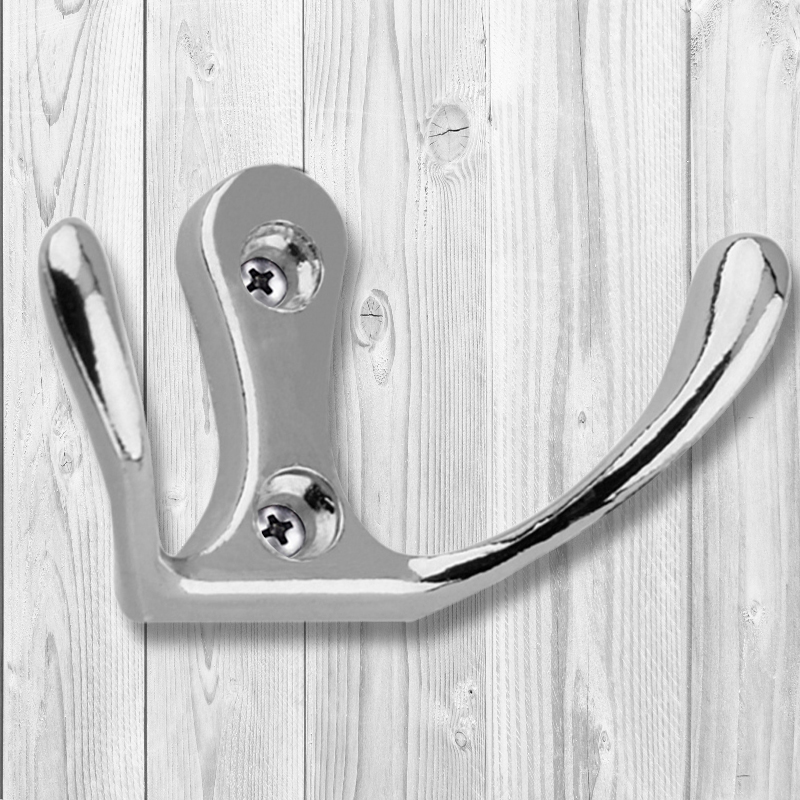 Крючок мебельный Trodos "ZY-110М" 2-рожковый, сплав ЦАМ, хром