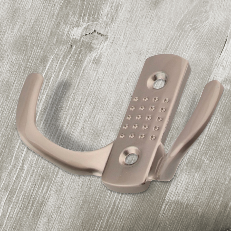 Крючок мебельный Trodos "ZY-201С" 2-рожковый, сплав ЦАМ, никель, хедер