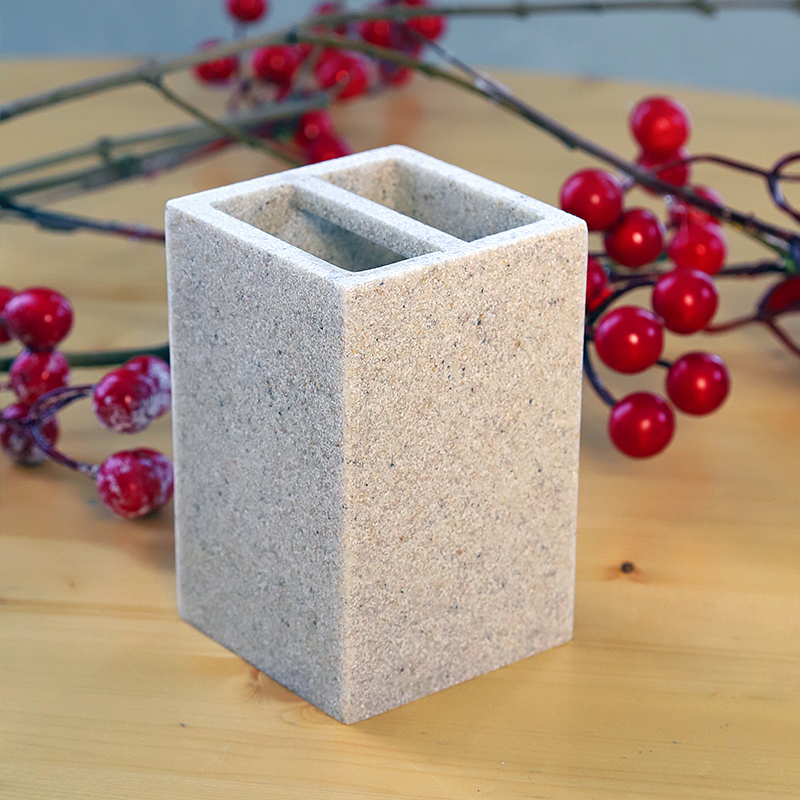 Стакан для зубных щеток Zenfort коллекция "Светлый камень", полирезина