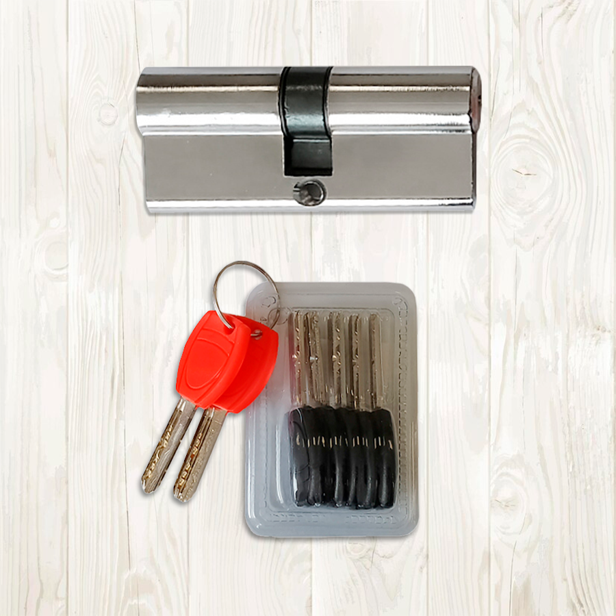 Механизм цилиндровый для китайских дверей Vrata ЦМП 70(35/35) латунь 5 ключей, хром