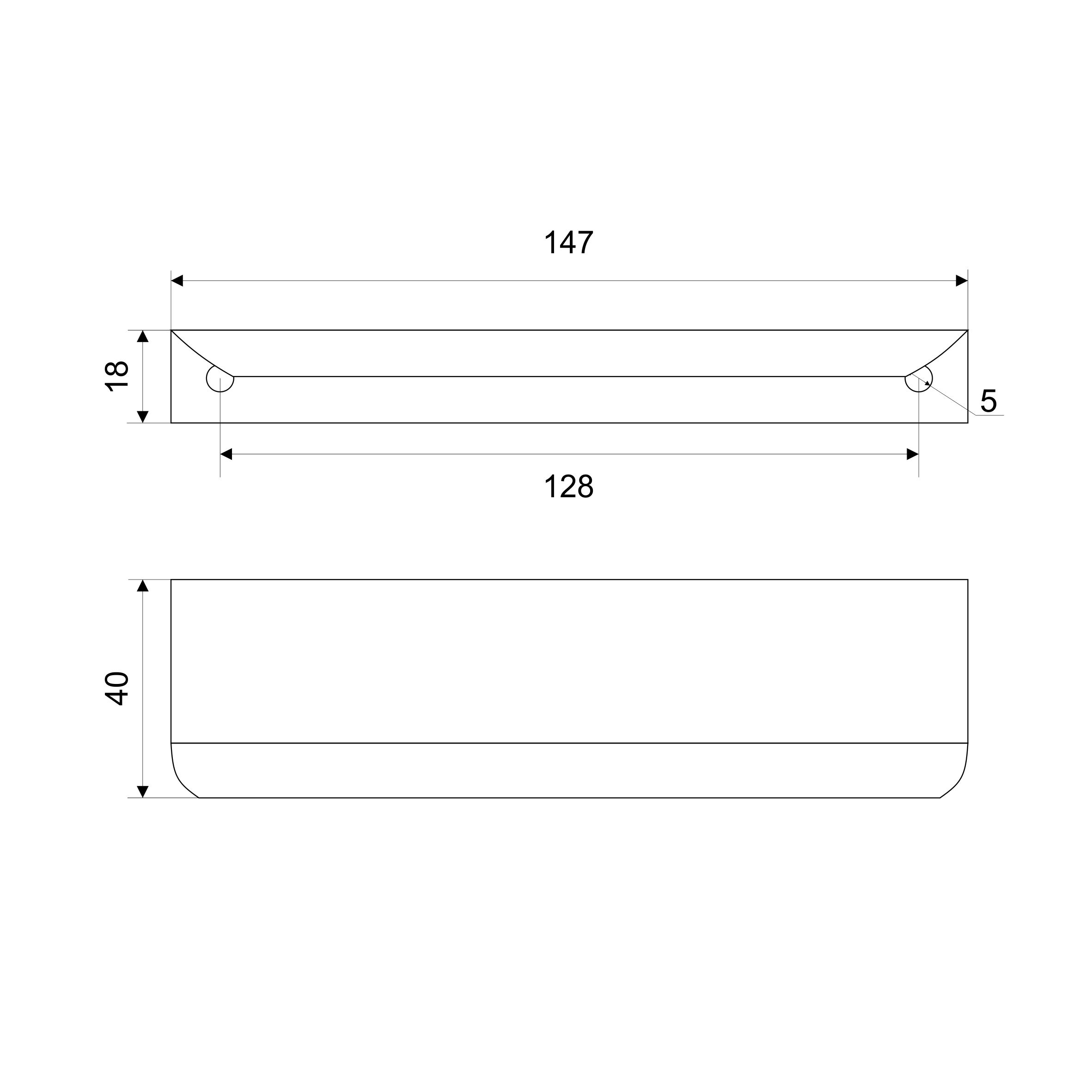 Ручка торцевая мебельная Trodos "10289" 128мм алюминий, хром матовый