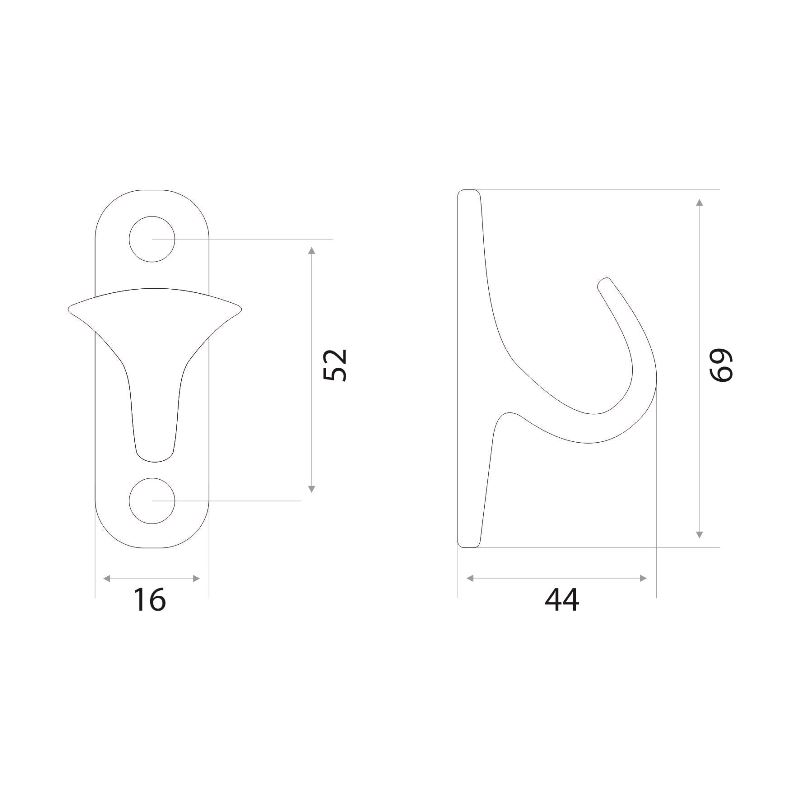Крючок мебельный Trodos "ZY-214" 1-рожковый, сплав ЦАМ, хром, хедер