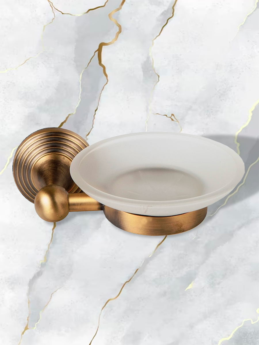 Мыльница стеклянная с держателем Zenfort коллекция "Бронза", бронза матовый