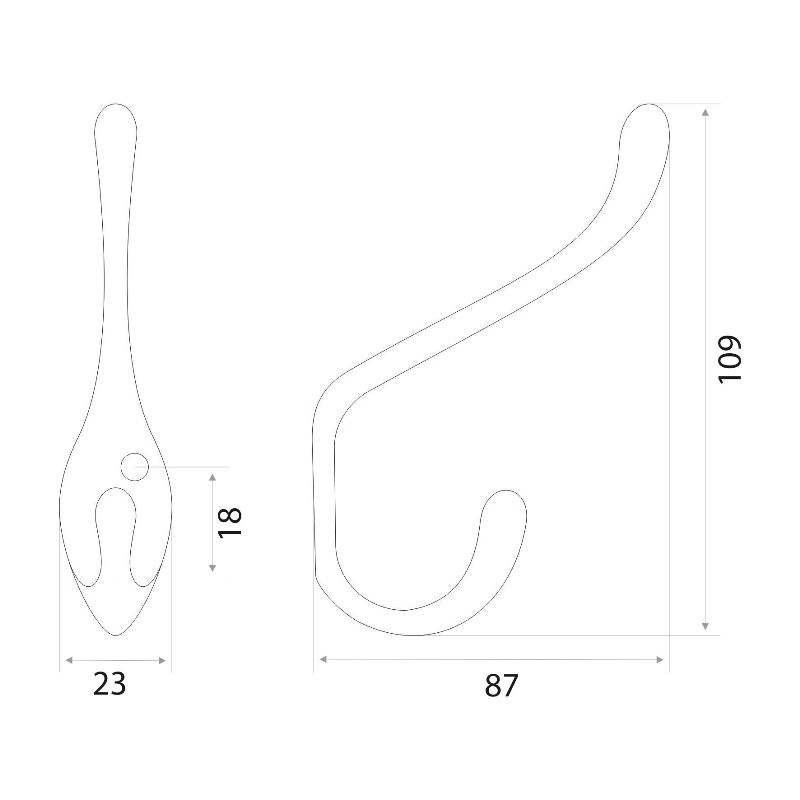 Крючок мебельный Trodos "ZY-203А" 2-рожковый, сплав ЦАМ, белый